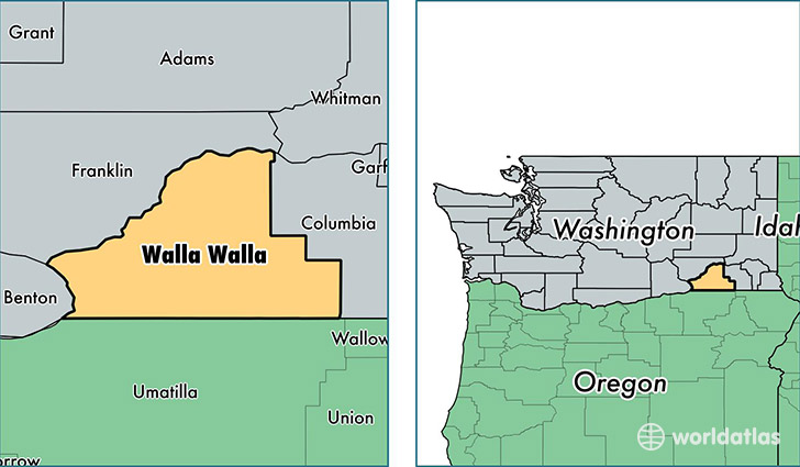 location of Walla Walla county on a map