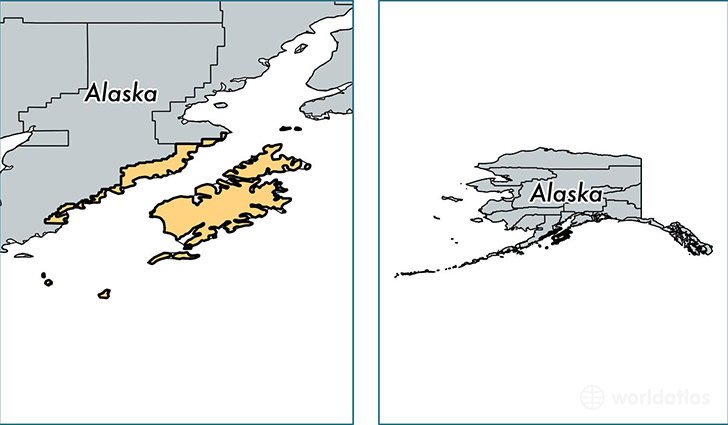 location of Kodiak Island county on a map