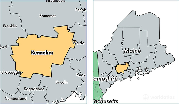 location of Kennebec county on a map