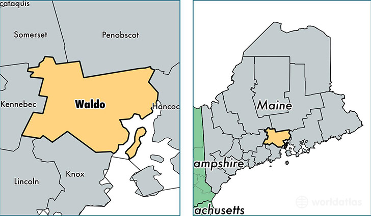 location of Waldo county on a map