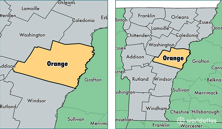 location of Orange county on a map