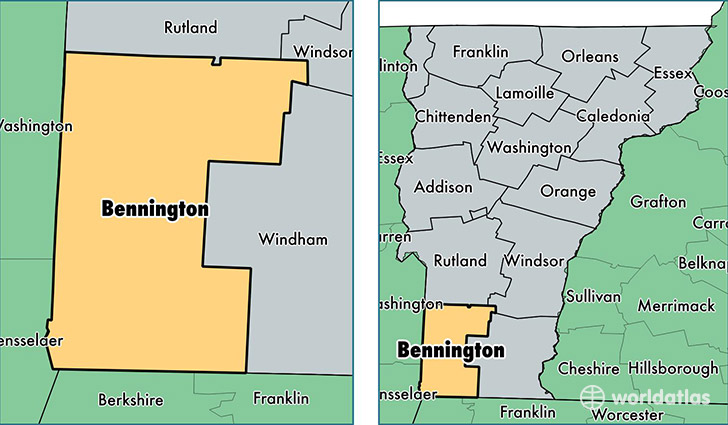 location of Bennington county on a map