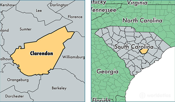 location of Clarendon county on a map