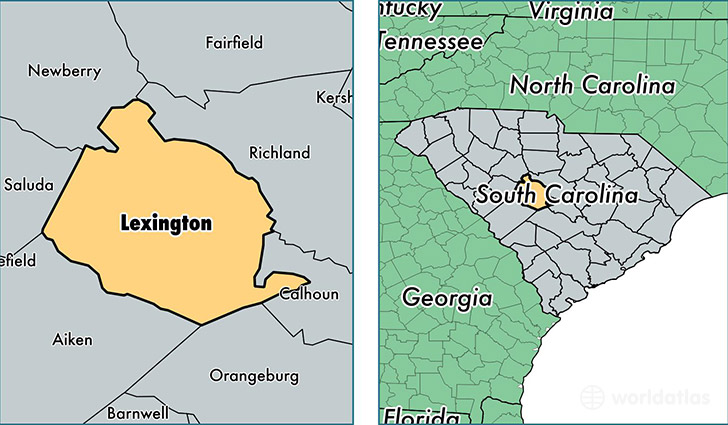 location of Lexington county on a map