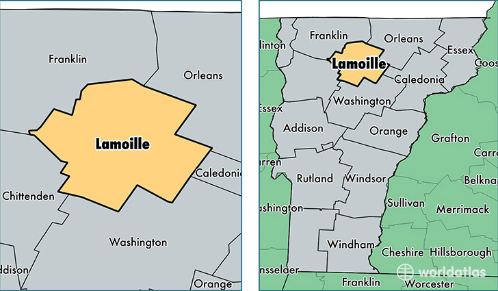 location of Lamoille county on a map