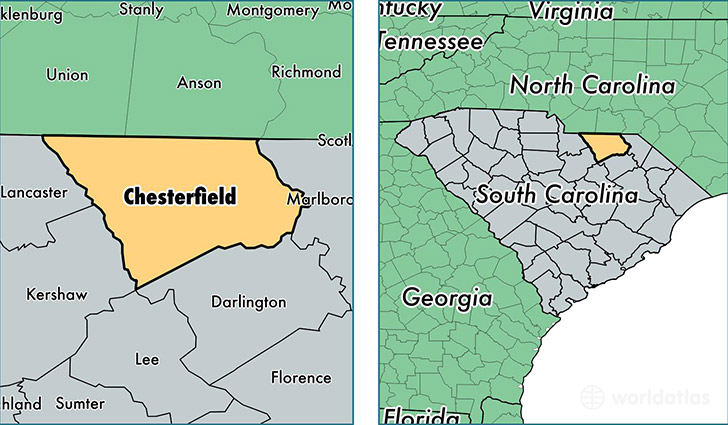 location of Chesterfield county on a map
