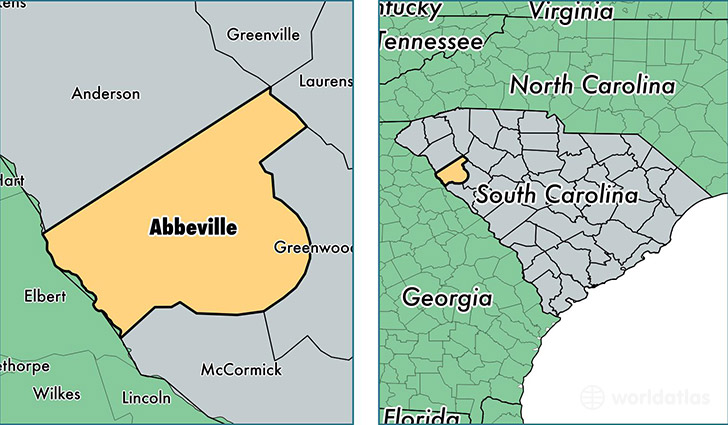 location of Abbeville county on a map