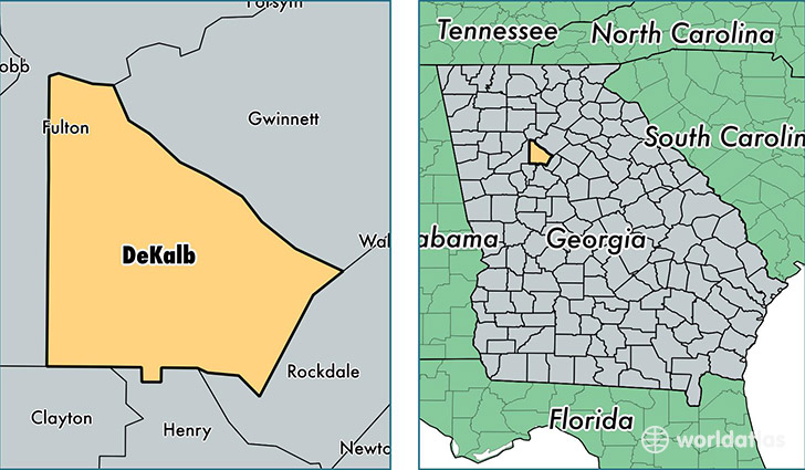 location of DeKalb county on a map