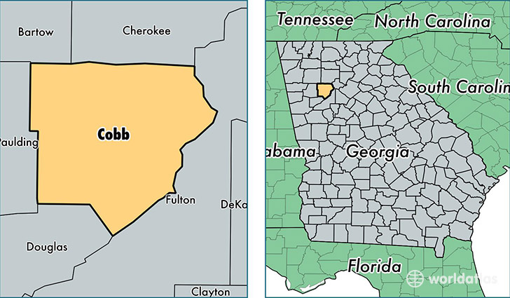 location of Cobb county on a map