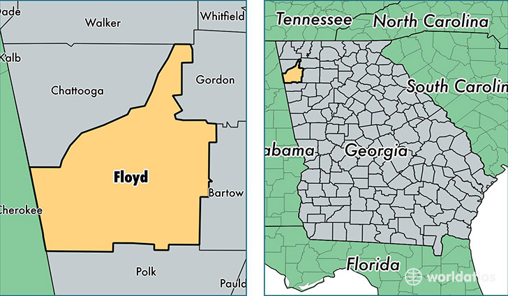 location of Floyd county on a map