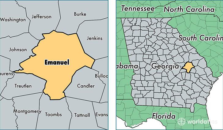 location of Emanuel county on a map