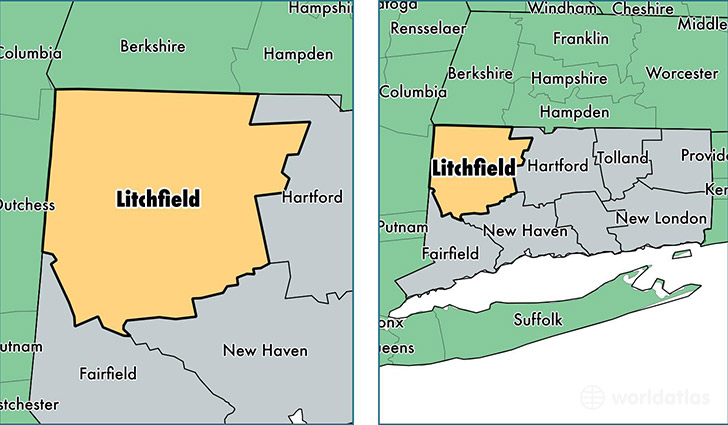 location of Litchfield county on a map