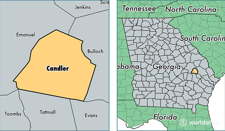 location of Candler county on a map