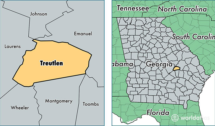 location of Treutlen county on a map
