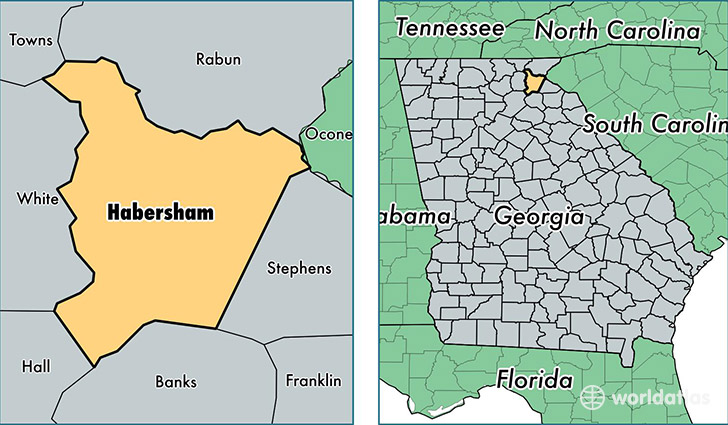location of Habersham county on a map