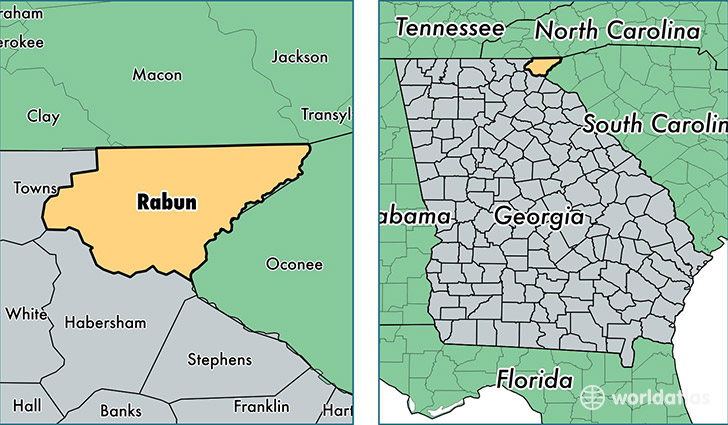 location of Rabun county on a map