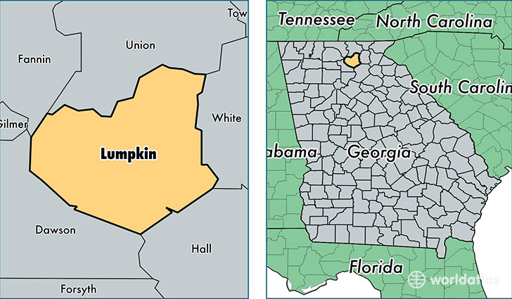 location of Lumpkin county on a map