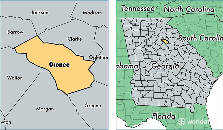 location of Oconee county on a map