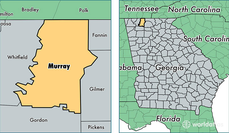 location of Murray county on a map