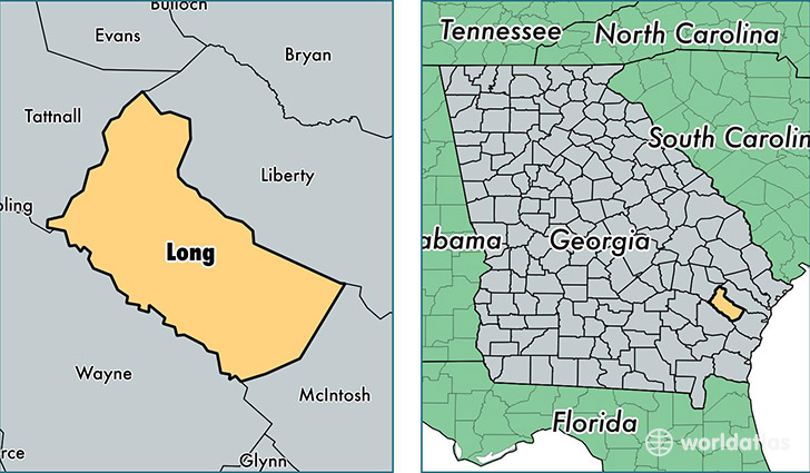 location of Long county on a map