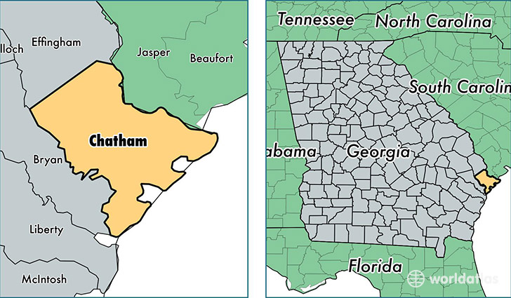 location of Chatham county on a map