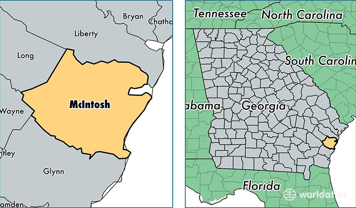location of McIntosh county on a map