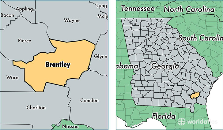 location of Brantley county on a map