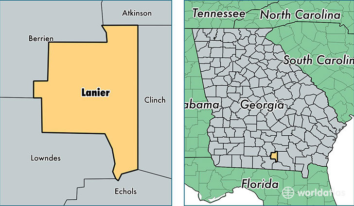 location of Lanier county on a map