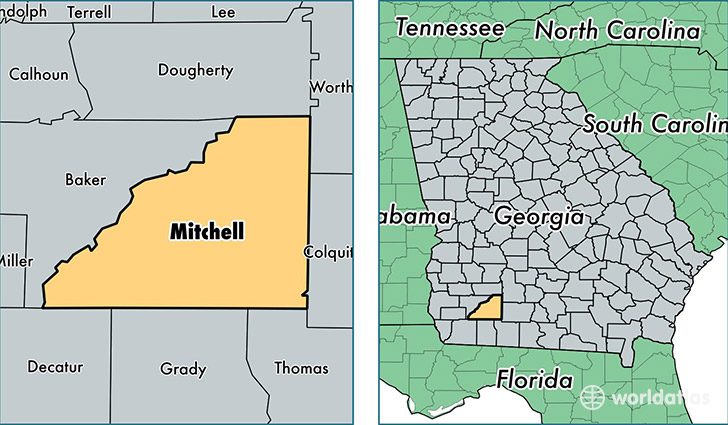 location of Mitchell county on a map
