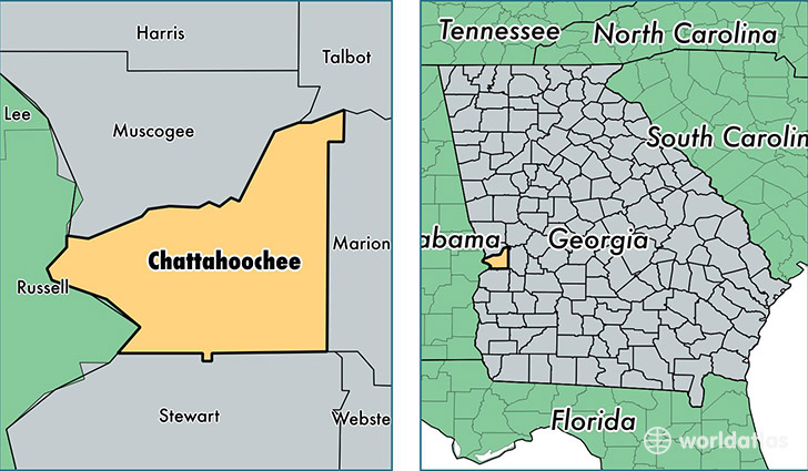 location of Chattahoochee county on a map