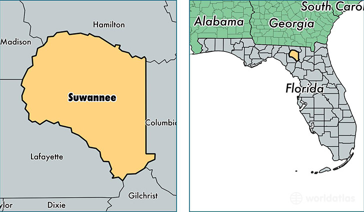 location of Suwannee county on a map