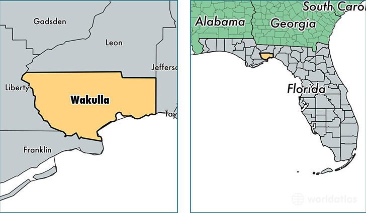 location of Wakulla county on a map