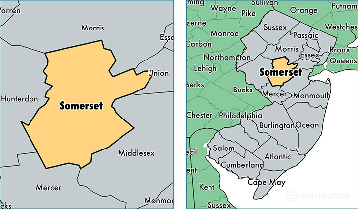 location of Somerset county on a map