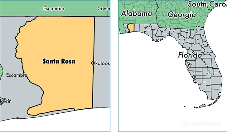 location of Santa Rosa county on a map