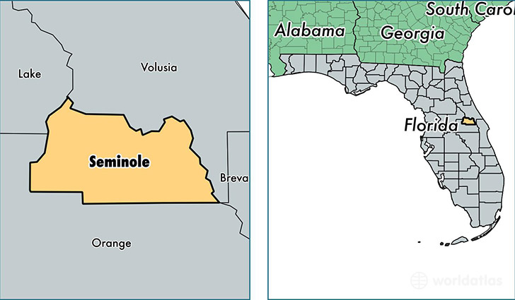 location of Seminole county on a map