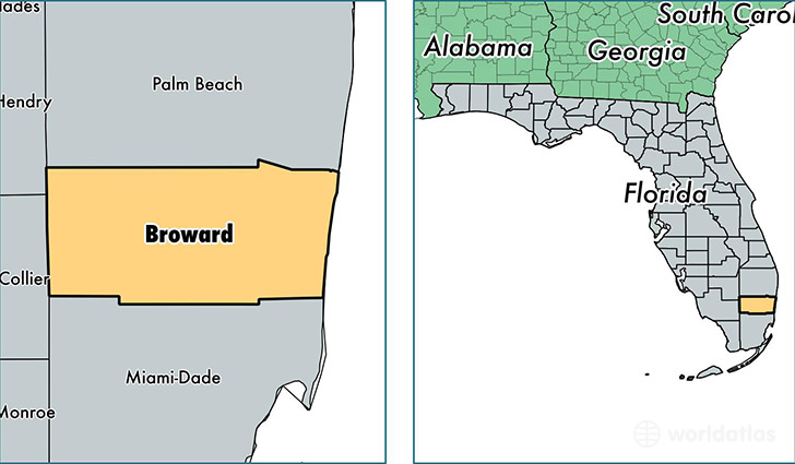 location of Broward county on a map