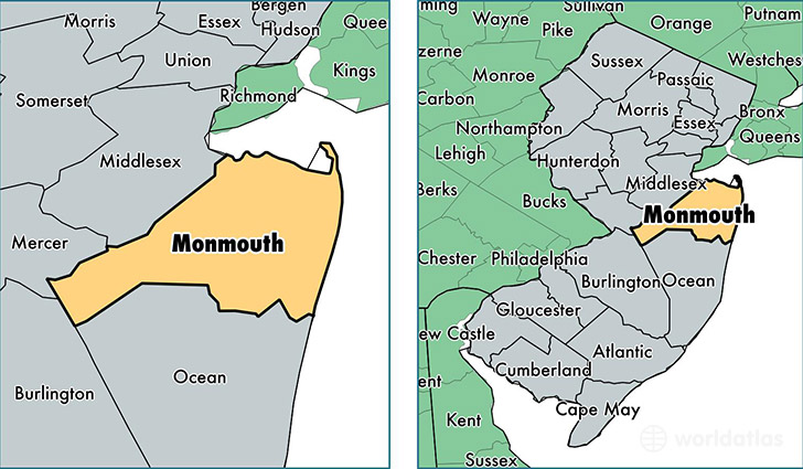 location of Monmouth county on a map