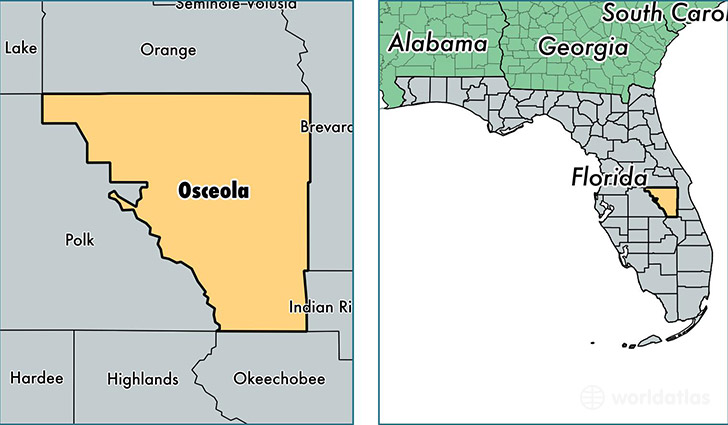 location of Osceola county on a map