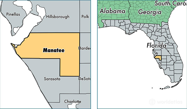 location of Manatee county on a map
