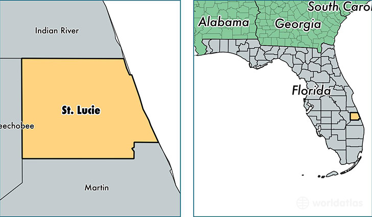location of Saint Lucie county on a map