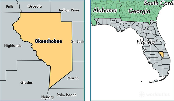 location of Okeechobee county on a map