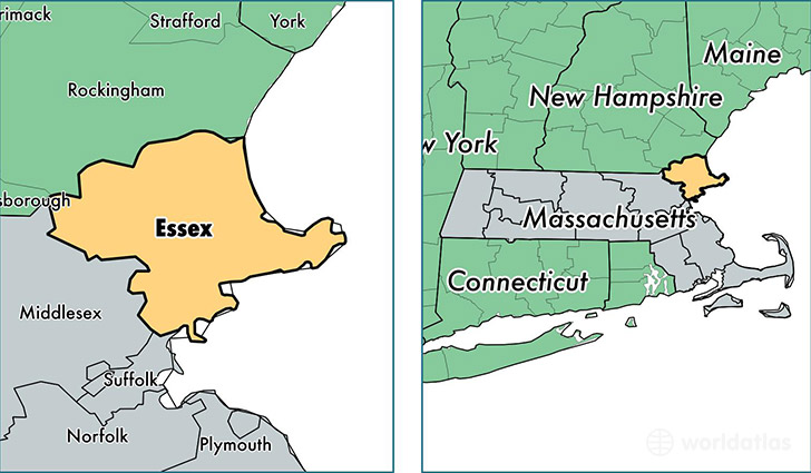 location of Essex county on a map