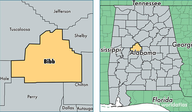 location of Bibb county on a map