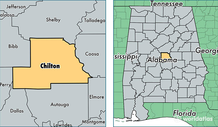 location of Chilton county on a map
