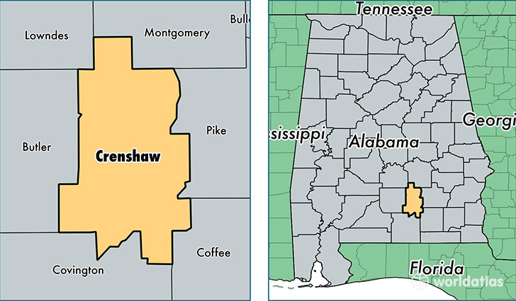 location of Crenshaw county on a map