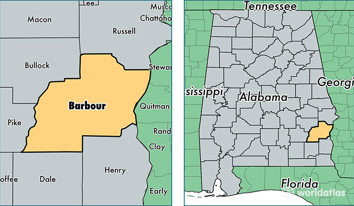 location of Barbour county on a map