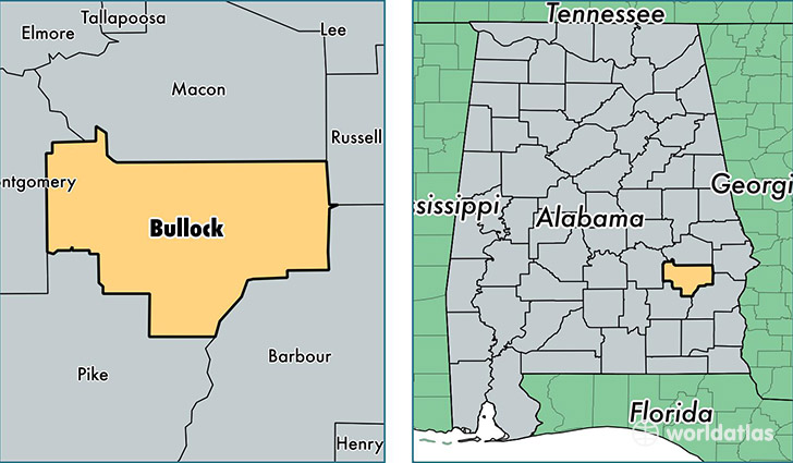 location of Bullock county on a map