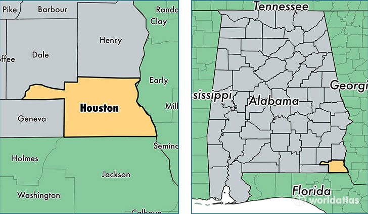 location of Houston county on a map