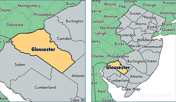 location of Gloucester county on a map