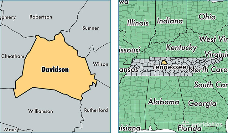 location of Davidson county on a map